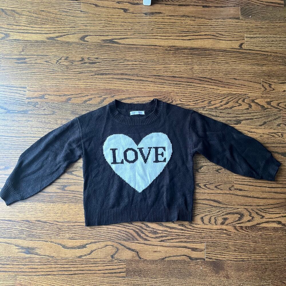 🍭6/$30 Daisy and Cleo Girl's Black and White Heart Love Sweater - M (10-12)